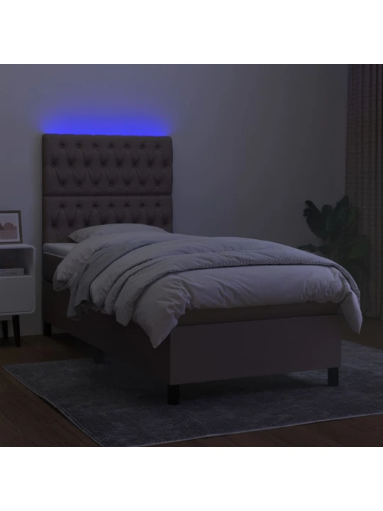 Box spring postel s matrací a led taupe 80 x 200 cm textil
