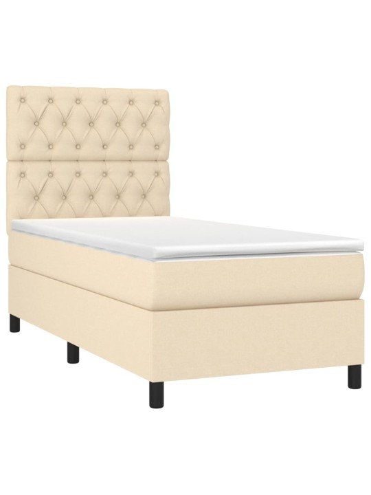 Box spring postel s matrací a led krémová 80 x 200 cm textil