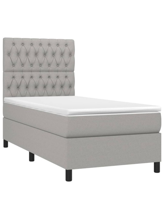 Box spring postel s matrací a LED světle šedá 100x200 cm textil