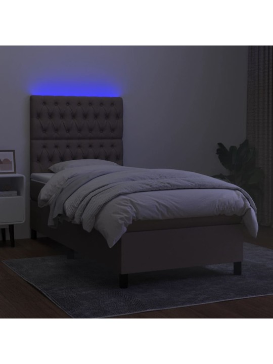 Box spring postel s matrací a LED taupe 100x200 cm textil