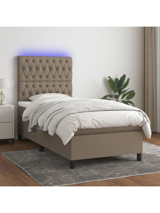 Box spring postel s matrací a LED taupe 100x200 cm textil
