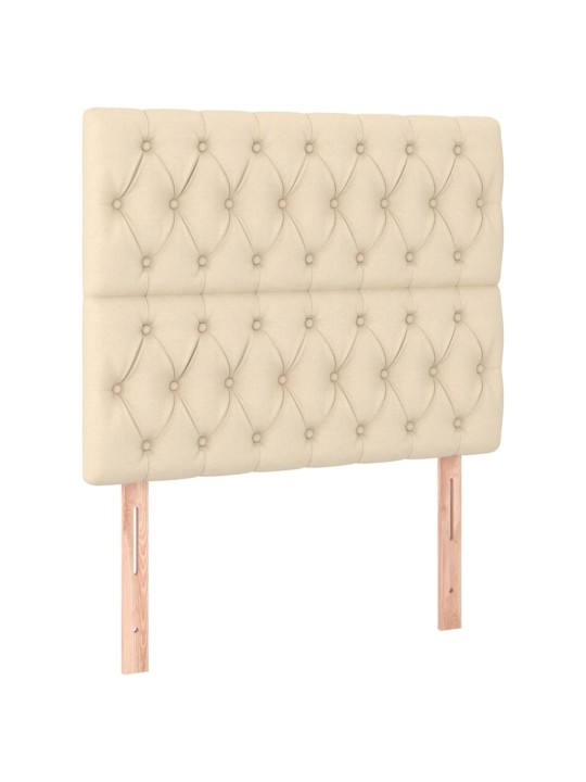 Box spring postel s matrací a LED krémová 100x200 cm textil