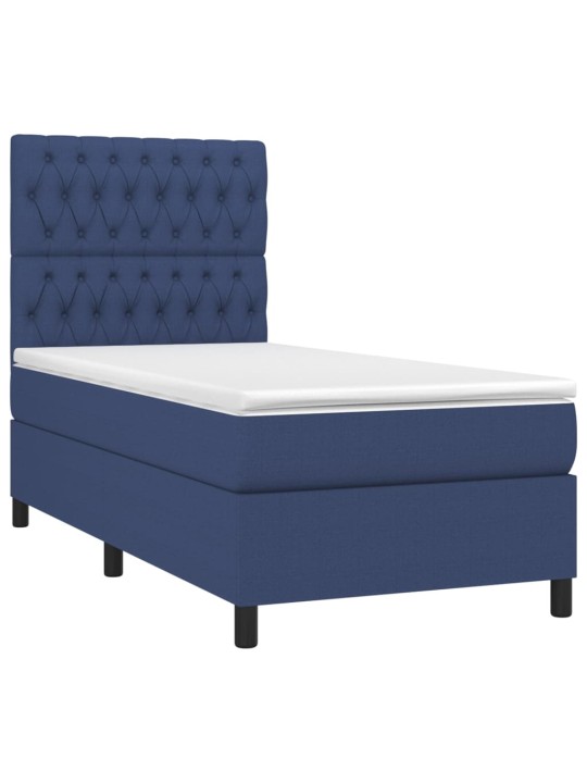 Box spring postel s matrací a LED modrá 100x200 cm textil