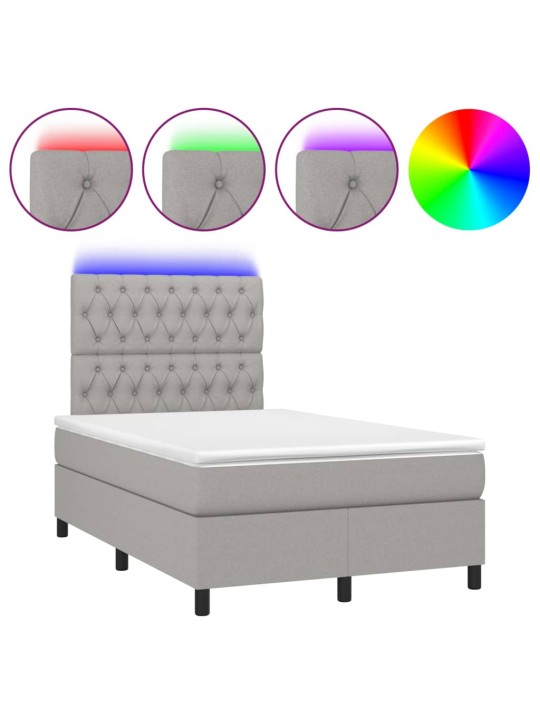 Box spring postel s matrací a LED světle šedá 120x200 cm textil