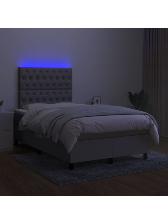 Box spring postel s matrací a LED světle šedá 120x200 cm textil