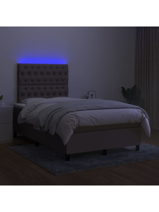 Box spring postel s matrací a LED taupe 120 x 200 cm textil