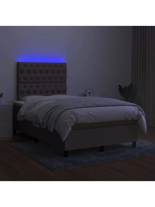 Box spring postel s matrací a LED taupe 120 x 200 cm textil