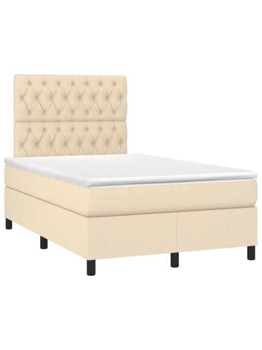 Box spring postel s matrací a LED krémová 120 x 200 cm textil