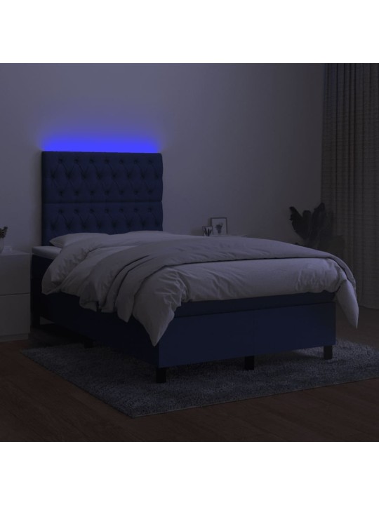 Box spring postel s matrací a LED modrá 120 x 200 cm textil