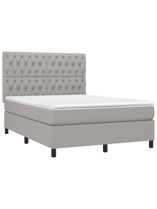 Box spring postel s matrací a LED světle šedá 140x190 cm textil