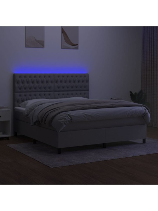 Box spring postel s matrací a LED světle šedá 160x200 cm textil