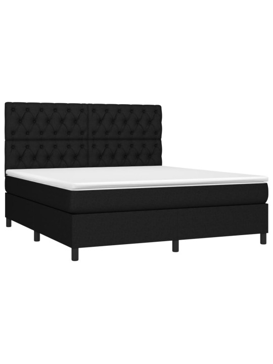 Box spring postel s matrací a LED černá 160x200 cm textil