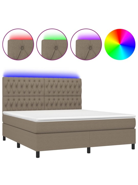 Box spring postel s matrací a led taupe 160x200 cm textil