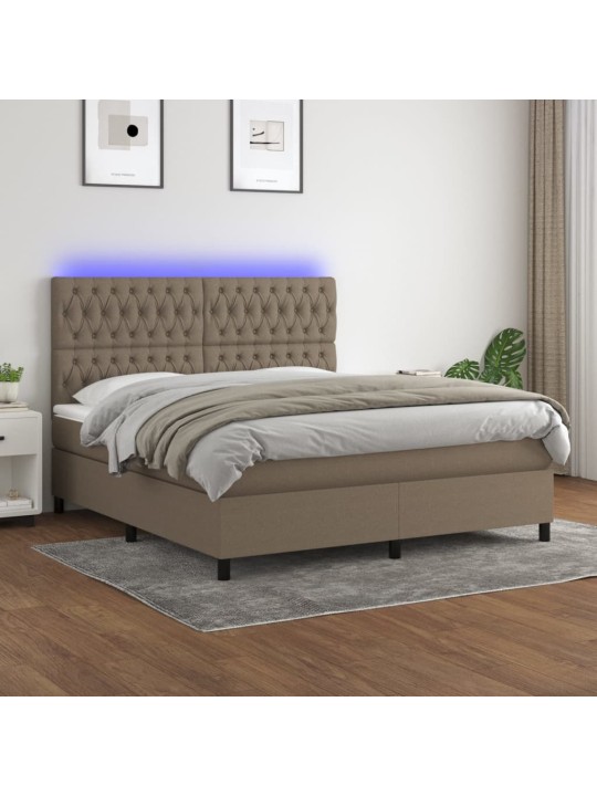 Box spring postel s matrací a led taupe 160x200 cm textil