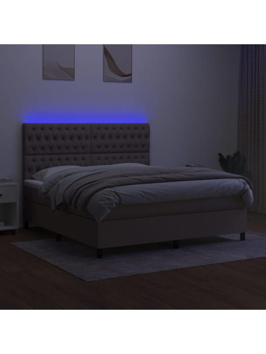 Box spring postel s matrací a led taupe 180x200 cm textil