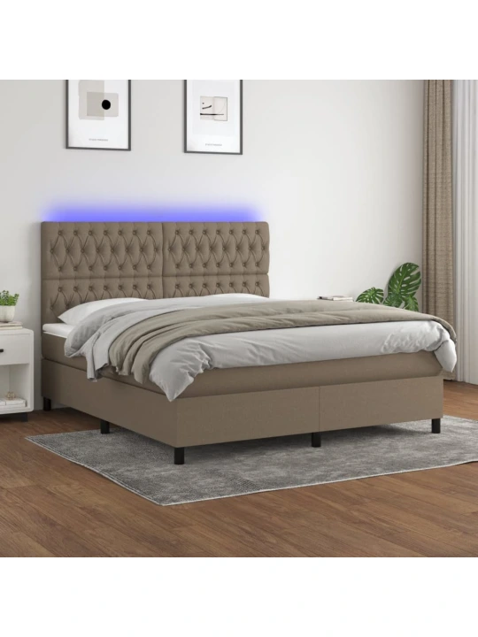 Box spring postel s matrací a led taupe 180x200 cm textil