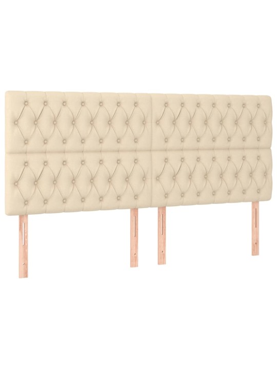 Box spring postel s matrací a led krémová 180x200 cm textil