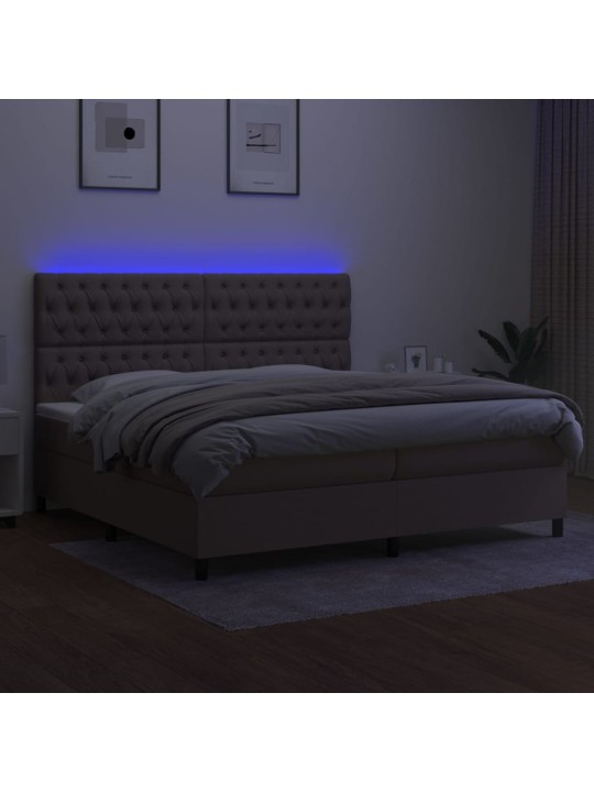 Box spring postel s matrací a led taupe 200x200 cm textil