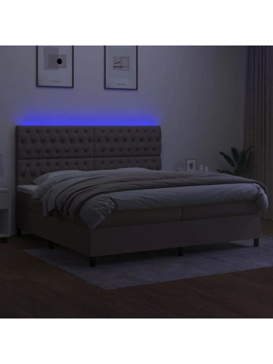 Box spring postel s matrací a led taupe 200x200 cm textil