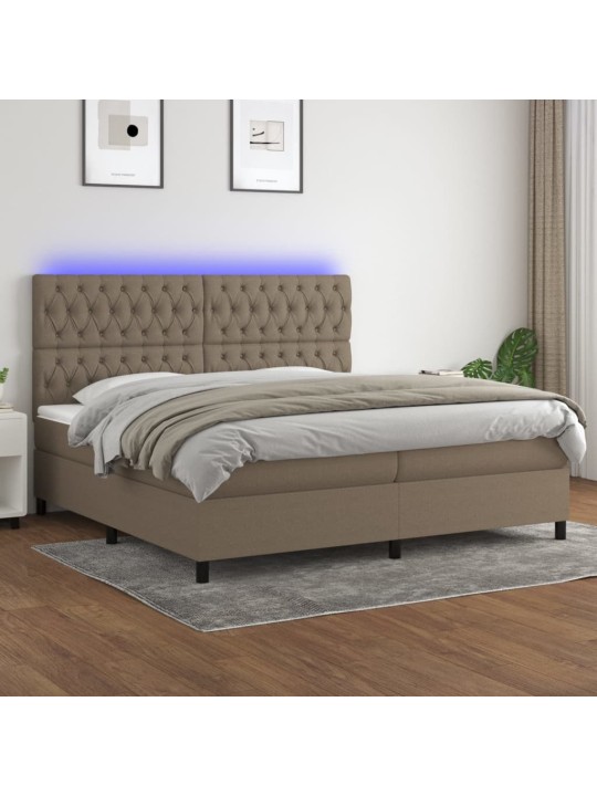 Box spring postel s matrací a led taupe 200x200 cm textil