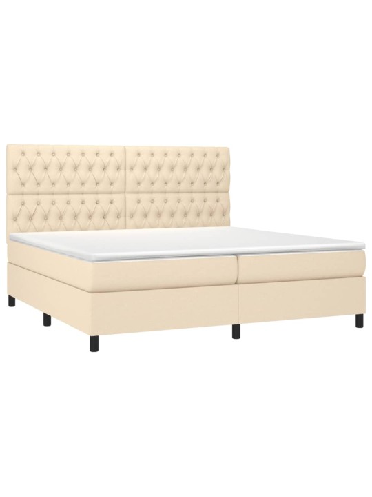 Box spring postel s matrací a led krémová 200x200 cm textil