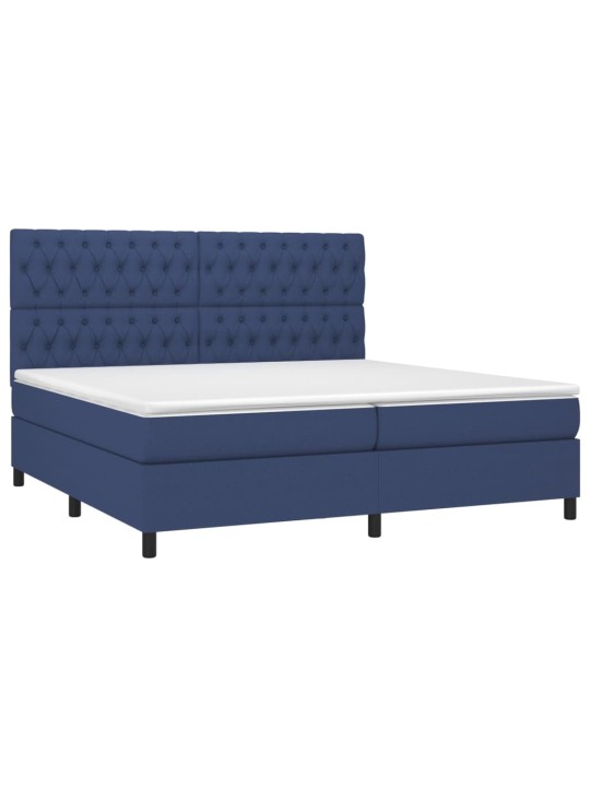 Box spring postel s matrací a LED modrá 200x200 cm textil