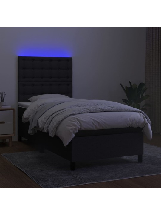 Box spring postel s matrací a LED černá 80 x 200 cm textil