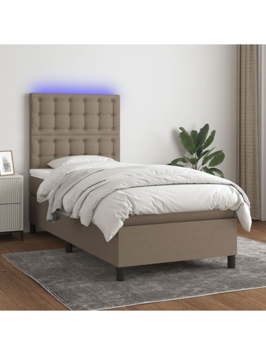 Box spring postel s matrací a led taupe 80 x 200 cm textil