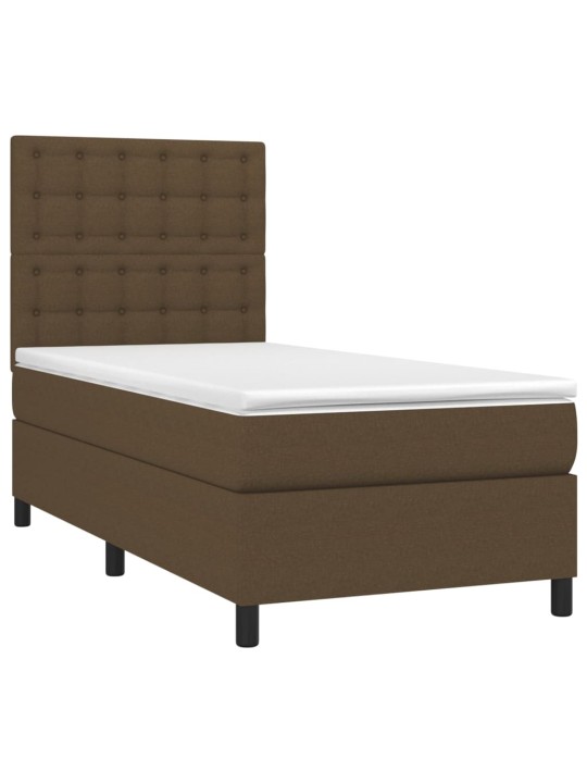 Box spring postel s matrací a LED tmavě hnědá 90x200 cm textil