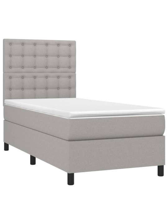 Box spring postel s matrací a LED světle šedá 100x200 cm textil