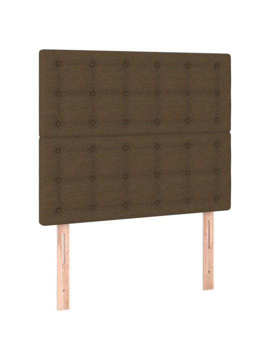 Box spring postel s matrací a led tmavě hnědá 100x200 cm textil