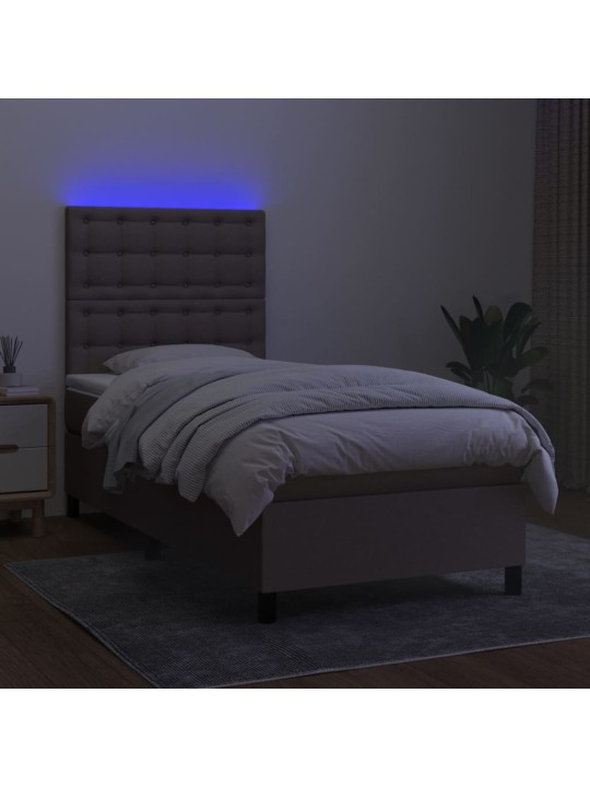 Box spring postel s matrací a LED taupe 100x200 cm textil