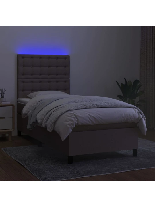 Box spring postel s matrací a LED taupe 100x200 cm textil