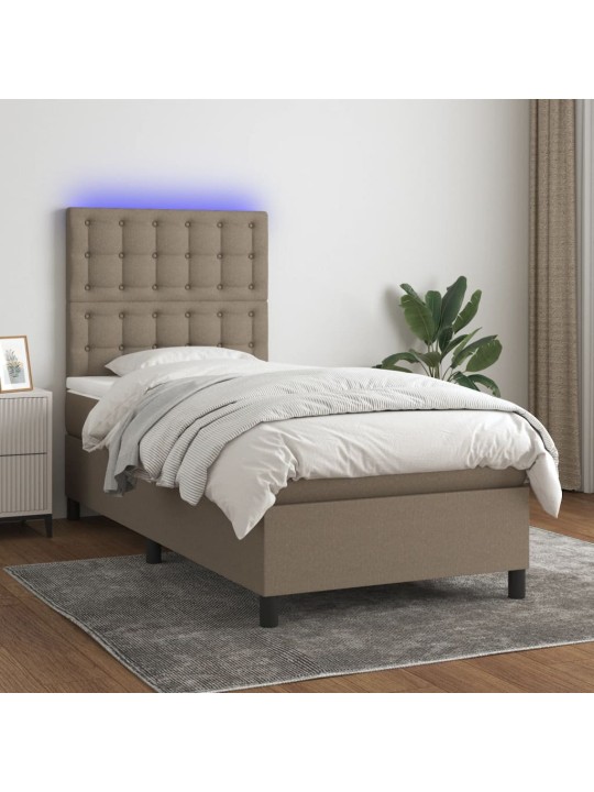 Box spring postel s matrací a LED taupe 100x200 cm textil