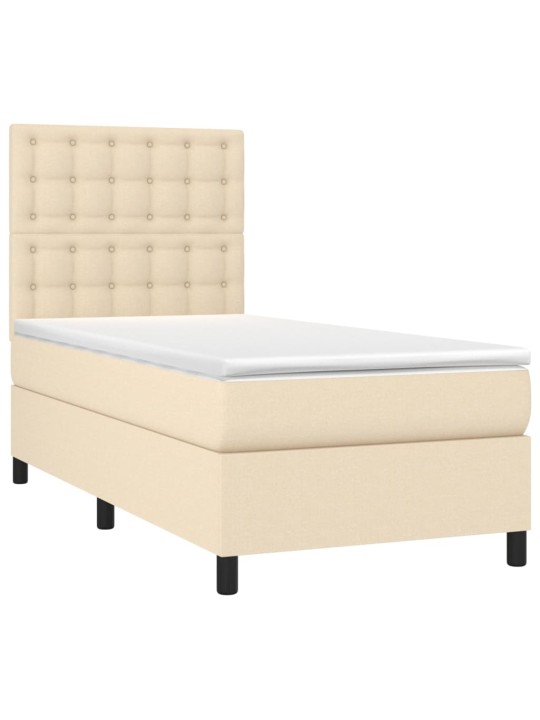Box spring postel s matrací a led krémová 100x200 cm textil