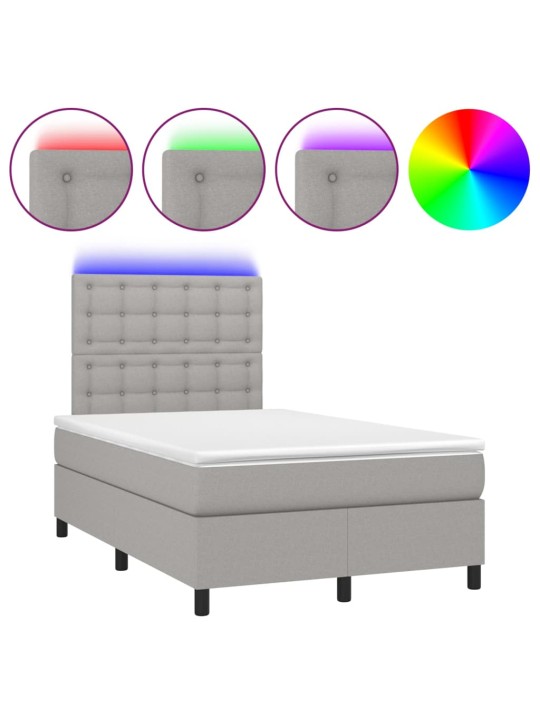 Box spring postel s matrací a LED světle šedá 120x200 cm textil