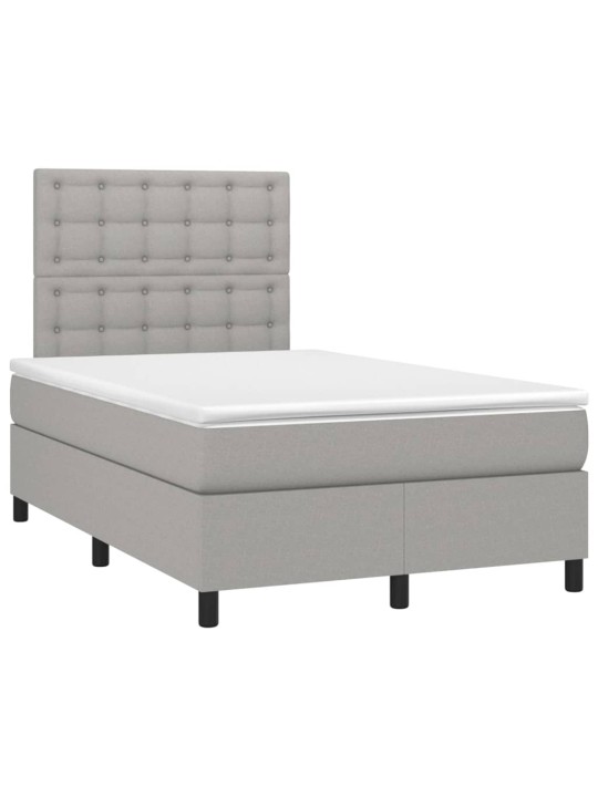 Box spring postel s matrací a LED světle šedá 120x200 cm textil