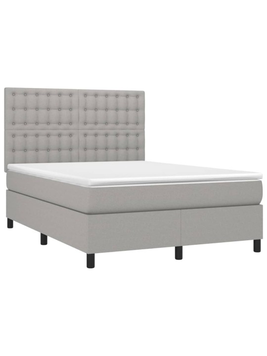 Box spring postel s matrací a LED světle šedá 140x190 cm textil