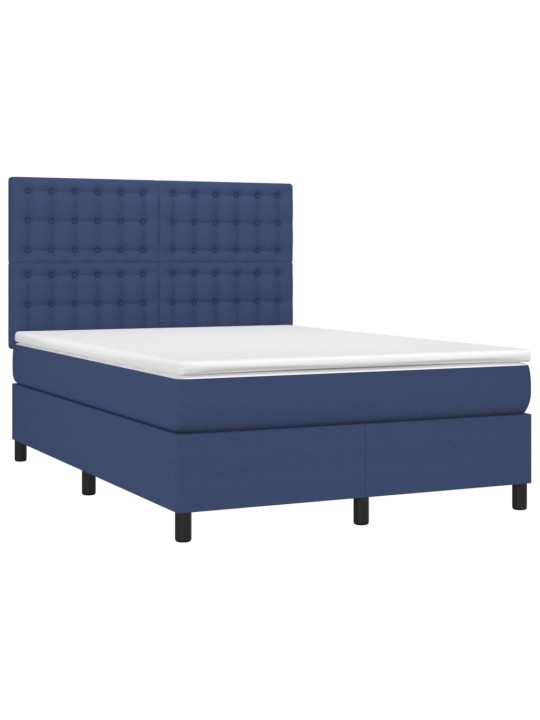 Box spring postel s matrací a LED modrá 140x190 cm textil