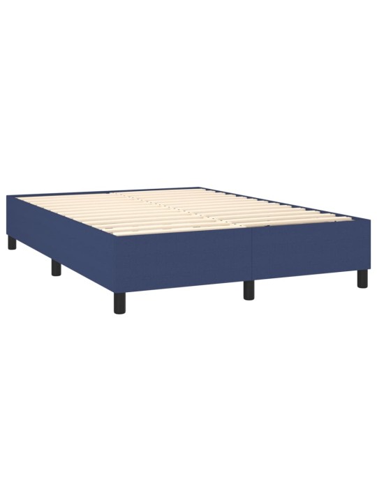 Box spring postel s matrací a LED modrá 140x190 cm textil