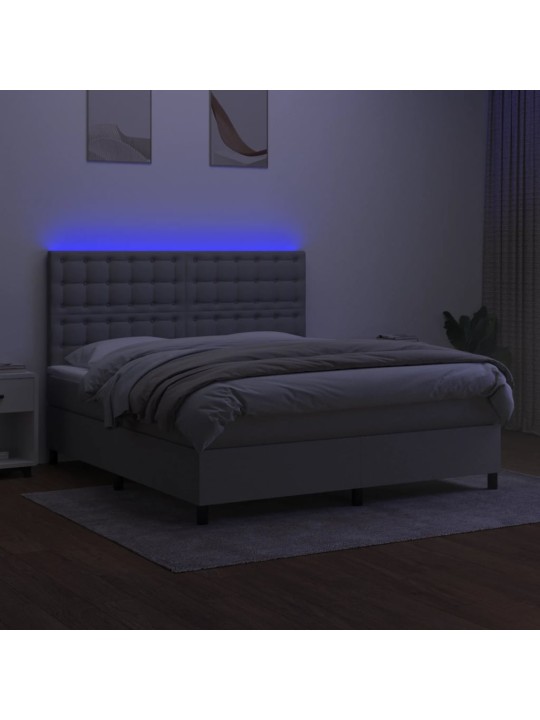 Box spring postel s matrací a LED světle šedá 160x200 cm textil