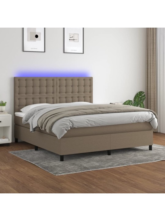 Box spring postel s matrací a led taupe 160x200 cm textil