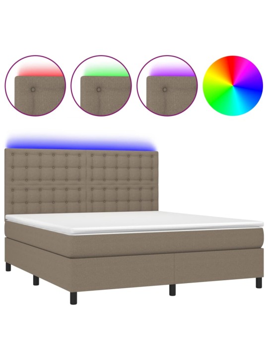 Box spring postel s matrací a LED taupe 180x200 cm textil