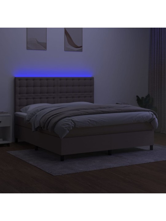 Box spring postel s matrací a LED taupe 180x200 cm textil