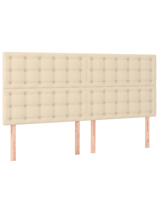 Box spring postel s matrací a LED krémová 180x200 cm textil