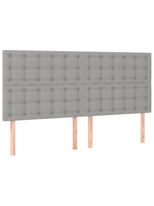 Box spring postel s matrací a LED světle šedá 200x200 cm textil