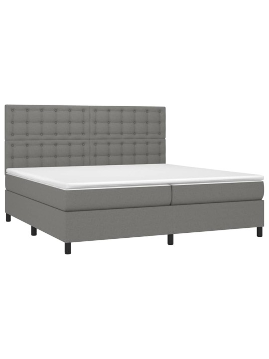 Box spring postel s matrací a LED tmavě šedá 200x200 cm textil