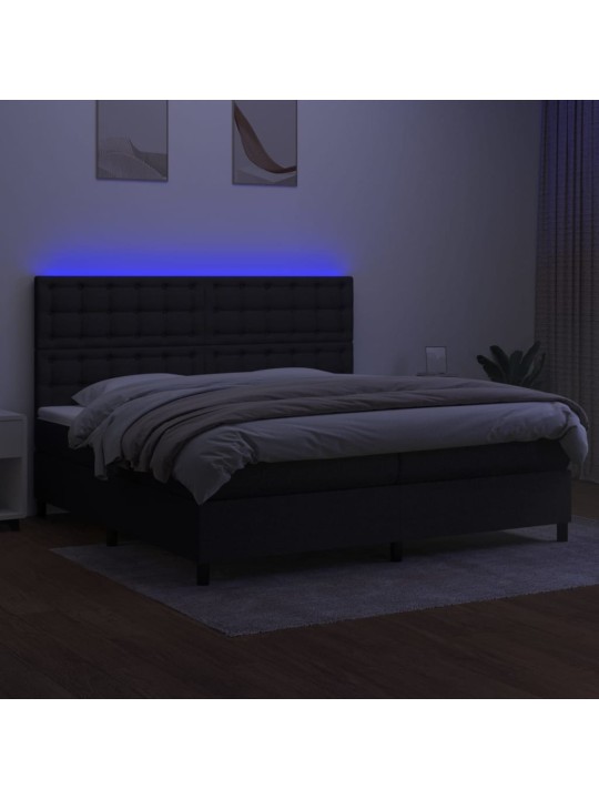 Box spring postel s matrací a LED černá 200x200 cm textil