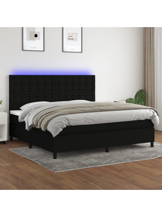 Box spring postel s matrací a LED černá 200x200 cm textil