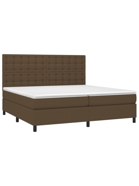 Box spring postel s matrací a led tmavě hnědá 200x200 cm textil